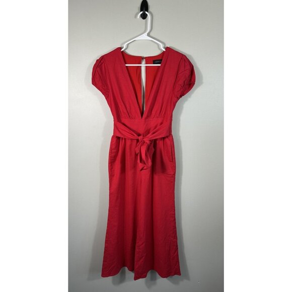 Revolve Majorelle Jumpsuit Womens XS Linen Blend‎ Wide Leg Cropped Summer Read - Picture 3 of 16